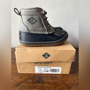 NWB Sperry Bowline Boots Gray/ navy Toddler Boy Size 9